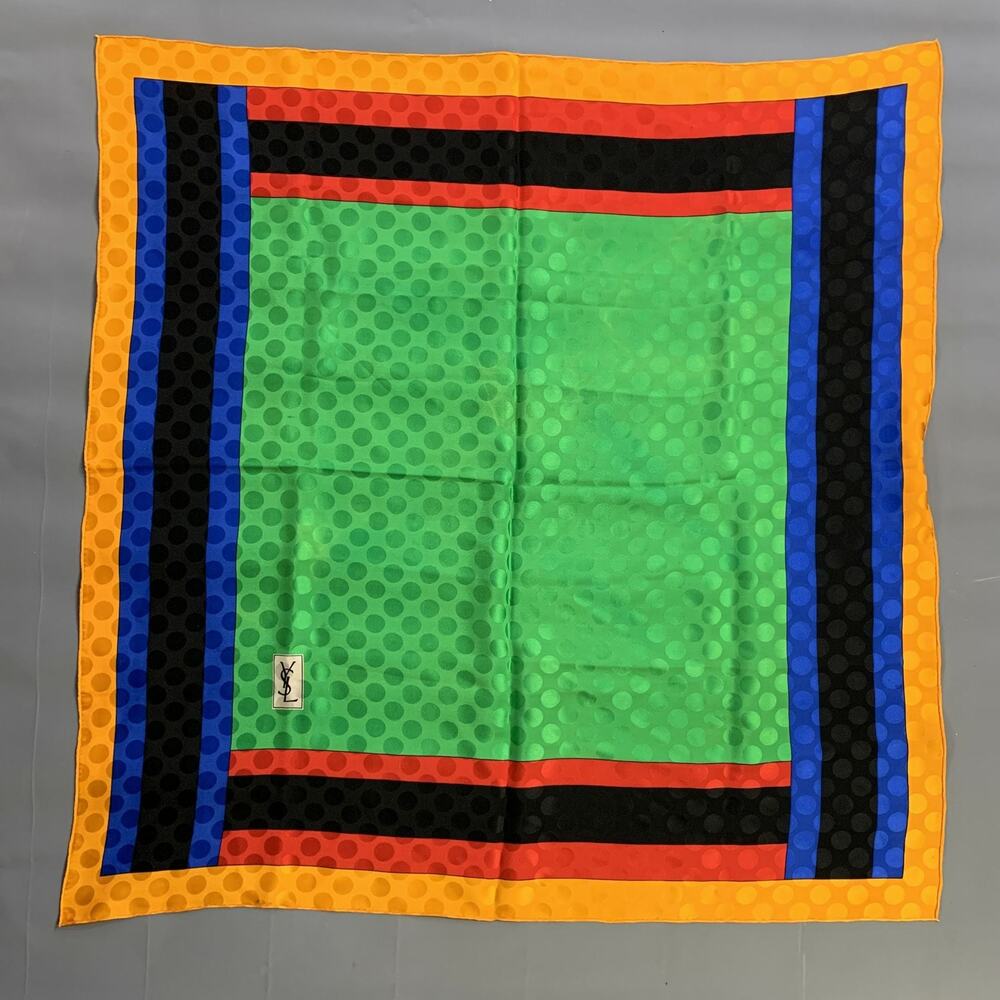 YVES SAINT LAURENT Multi-Color Mixed Pattern Scarves